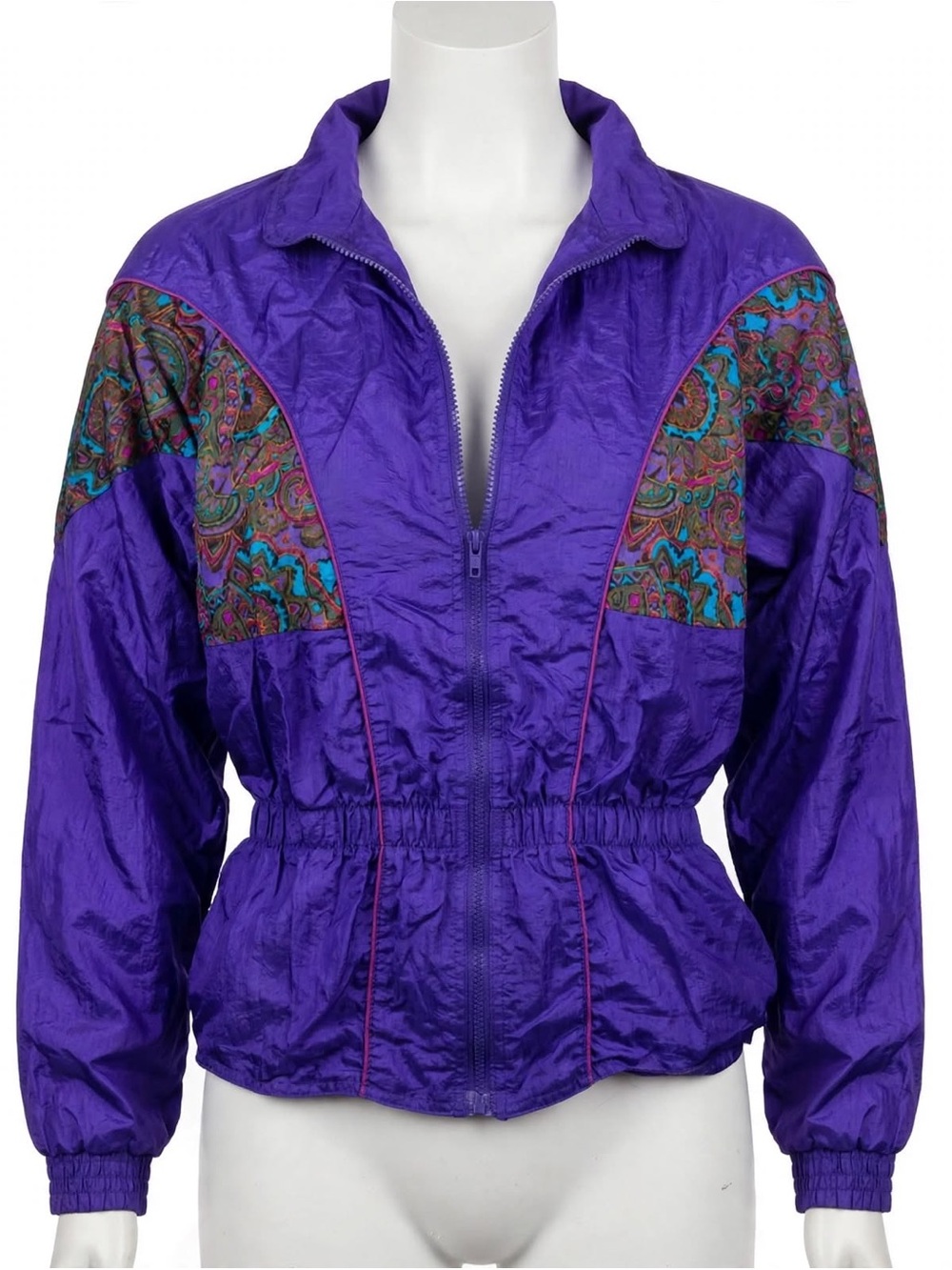 1980s VTG Longstreet Missy Purple Windbreaker Activewear Zip Up Jacket Womens M